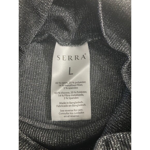 SERRA 2 Pack Ladies Ribbed Mock Neck Sweaters L Grey & Black Striped Shimmer - Picture 8 of 10